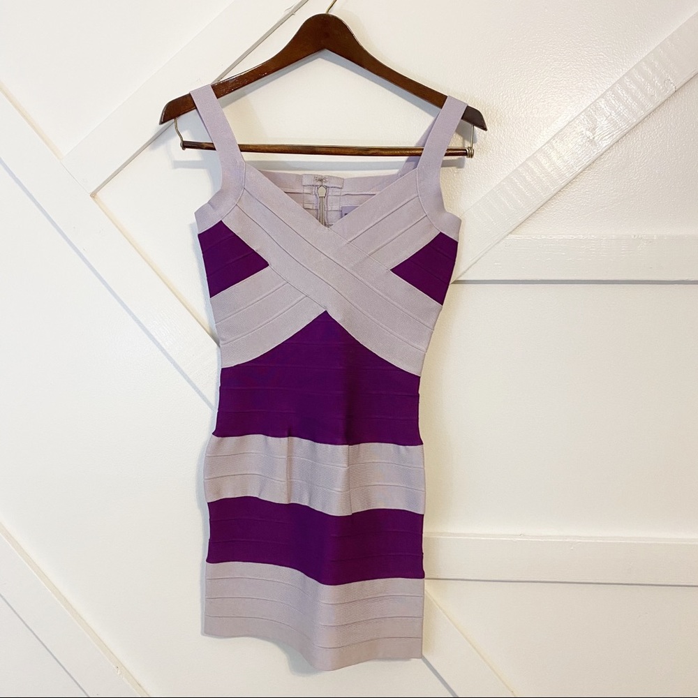 Herve Leger Keit Bandage Mini Dress Purple Sz XS - Picture 2 of 13